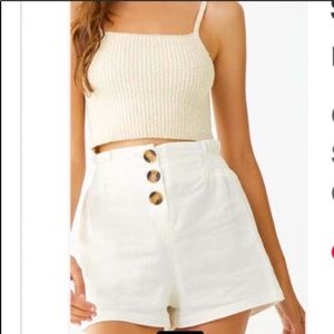 NWOT linen blend button front shorts
